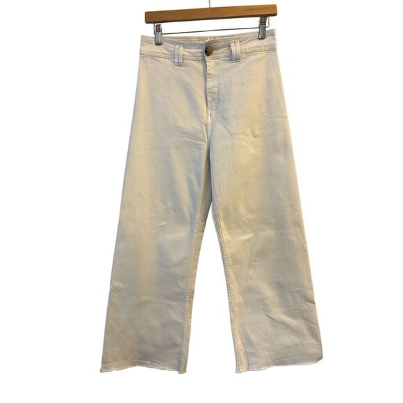 Stradivarius Culotte High-rise Wide Leg Ankle Jeans sz 28 / 6 raw hem 90's - Picture 1 of 7